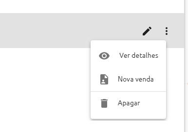 Opções do item na lista