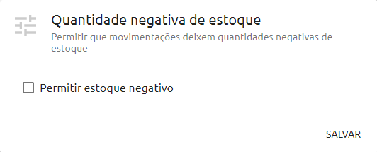 quantidade negativa de estoque