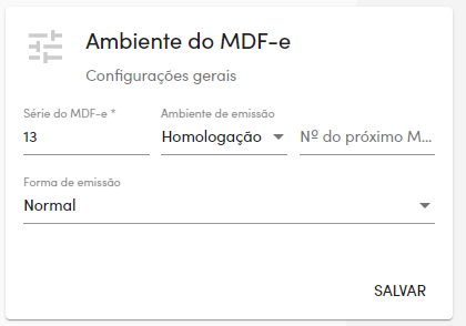 Ambiente do MDF-e