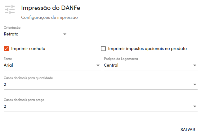 Impressão do DANF-e