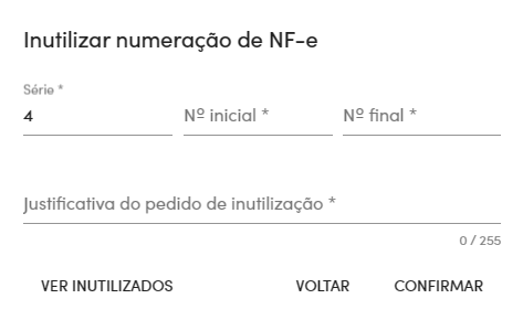 Inutilizar Numeração