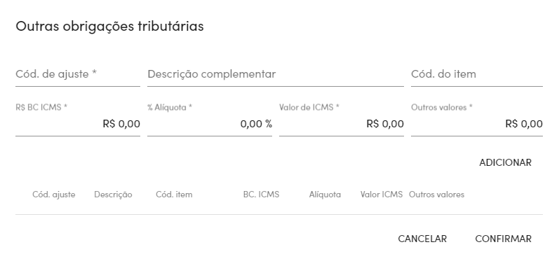 Outras obrigações tributárias