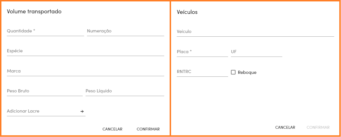 Adicionar Volume e veículo