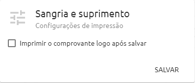 Configurações de sangria e suprimento