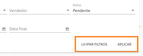 Aplicar e limpar filtros na lista do PDV