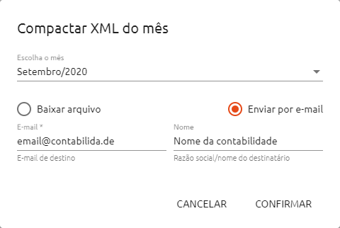 Enviar arquivo compactado para a contabilidade