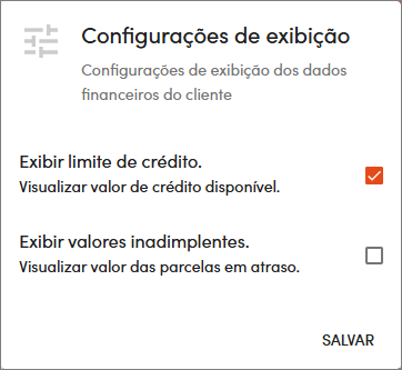 Configurações Exibição Orçamento