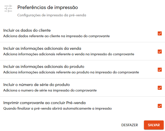 Preferências de impressão