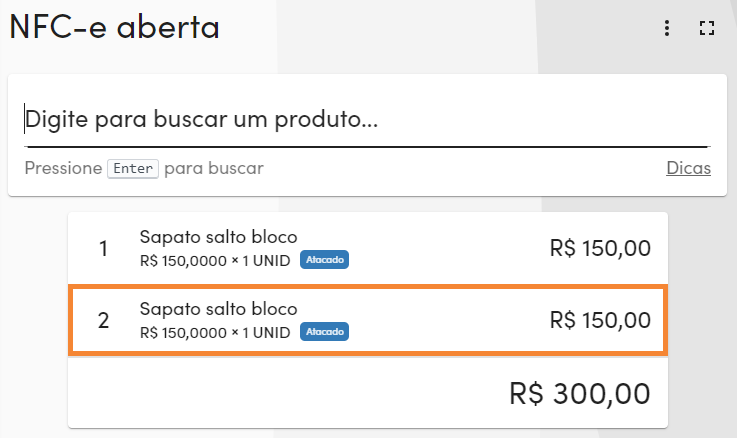 Preço atacado na NFC-e