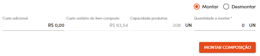 Abaixo a tabela de composição