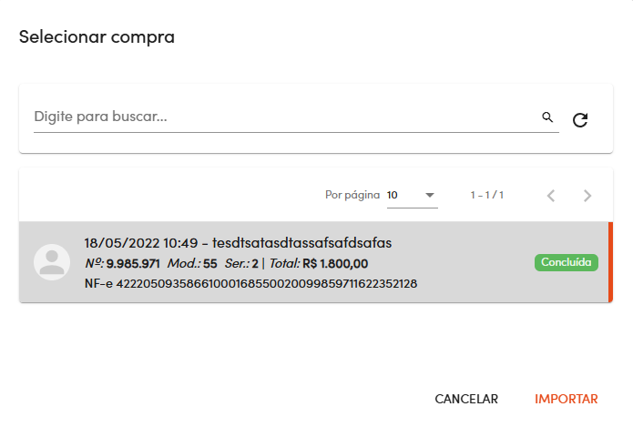 Importar nota de compra