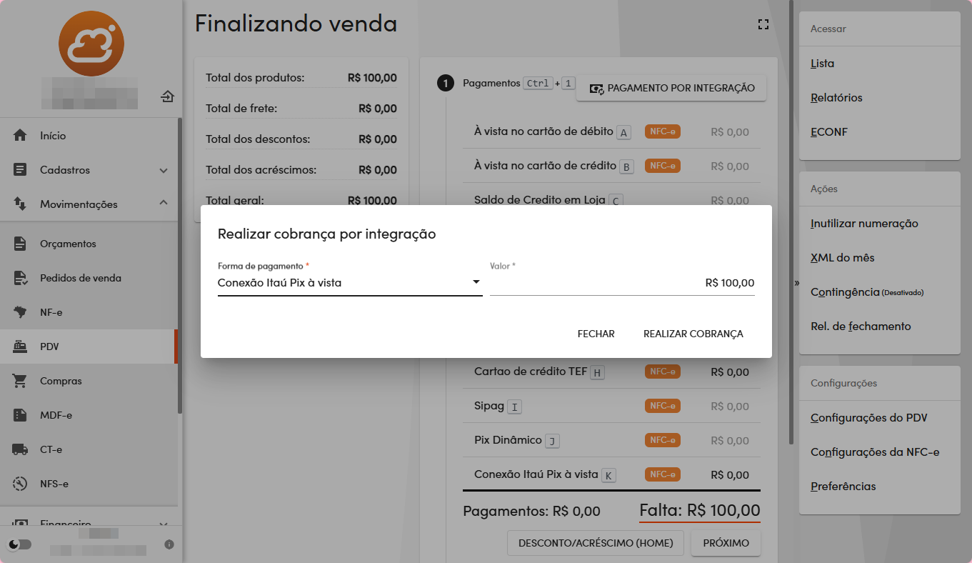 Realizar cobrança