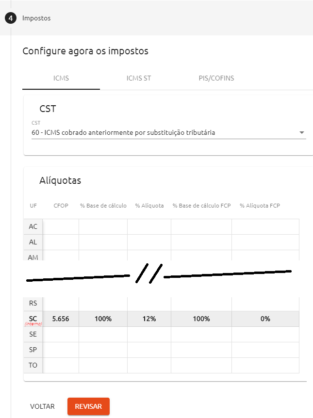 Configurar ICMS