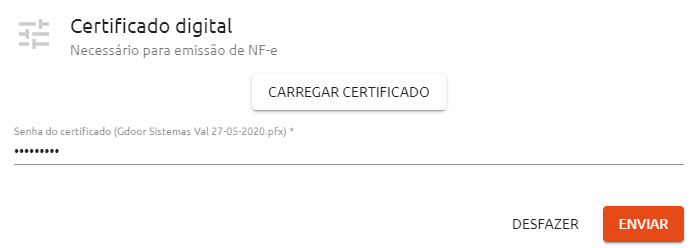 Senha do certificado