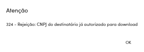Mensagem da rejeição