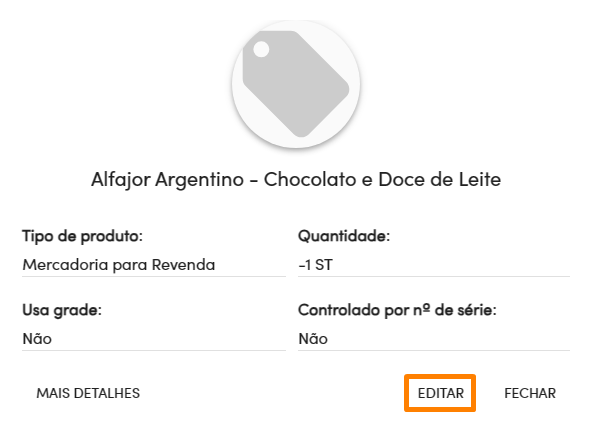 Abrir o cadastro do produto