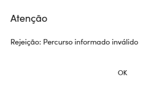 Mensagem da rejeição