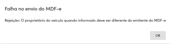 Texto da rejeição