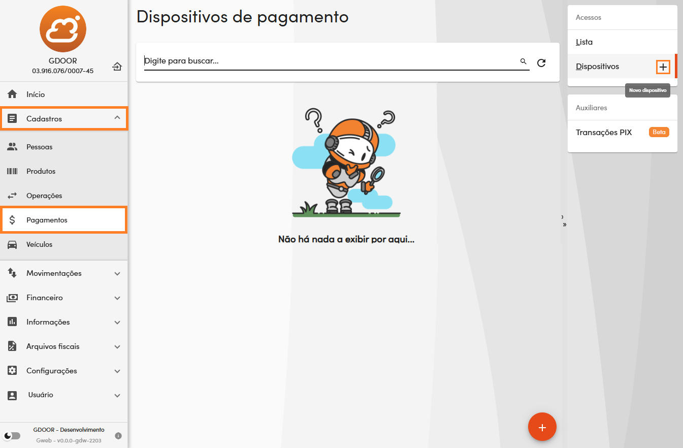 Menu de dispositivos