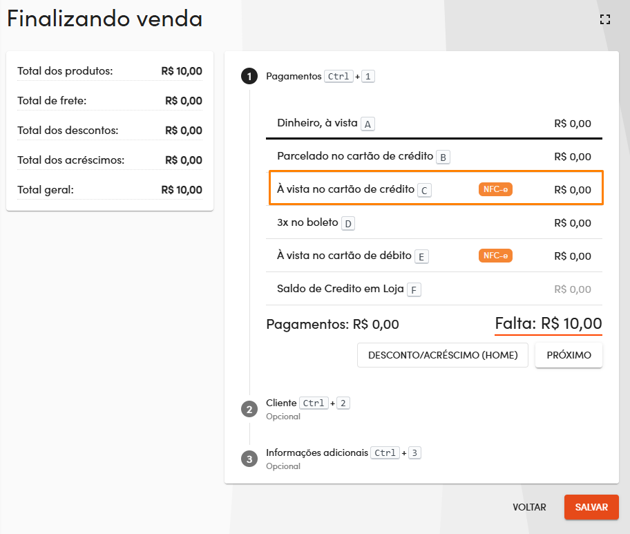 Pagamento no PDV